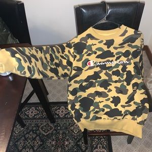 Bape x Champion camo crew neck